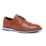Sapato Social Derby Masculino Vancouver Em Couro Castor 8005