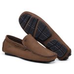Mocassim Drive Liso Vancouver Em Couro Nobuck Castor 046