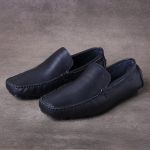 Mocassim Drive Liso Vancouver em Couro Preto
