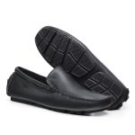 Mocassim Drive Liso Vancouver em Couro Preto