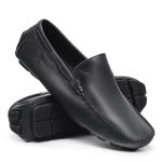 Mocassim Drive Liso Vancouver em Couro Preto