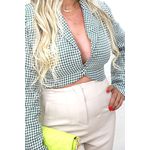 Blazer Cropped Verde Com Branco