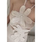 Conjunto de saia e Cropeed de crochê - Bege