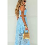 Conjunto de saia e Cropeed de renda - Azul Claro