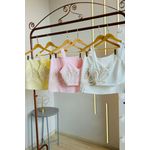 Conjunto Cropeed e saia bordado - Amarelo