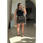 Shorts saia de Paete preto com dourado império 