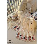 Vestido mídi de linho bordado 