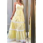 Vestido Roma longo - Amarelo manteiga 