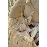 Vestido mídi de linho bordado 