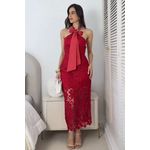 Vestido frente única de renda - vermelho