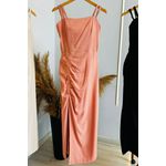  Vestido mídi de alcinha e fenda frontal - Salmão 