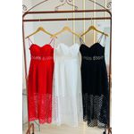 Vestido mídi de renda guipir - preto