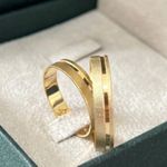 Alianças de Noivado ou Casamento de Ouro 18k,4mm,Reta com Friso e Fosco Acetinado