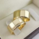 Alianças Quina Quebrada em Ouro 18k Zircônias 8mm Goiânia