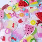 Picolé Acrílico Glitter Frutas (4Uni.)