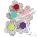 Flor Acrílico Glitter Curvado (7CM) (2Uni.) 