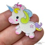 Unicórnio Acrílico Glitter Chifre Azul (2Uni.) 
