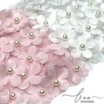 Mini Flor Organza com perolas 2CM (4Uni.)