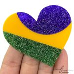 Coração Acrílico Glitter Brasil (2Uni.) 