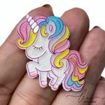 Unicórnio Acrílico Glitter Chifre Branco (2Uni.)