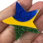 Estrela Acrílico Glitter Brasil (2Uni.) 