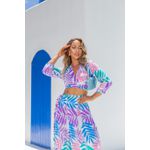 Conjunto Cropped e Saia Maldivas Estampado