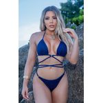 Biquíni Cortininha Macramê Rendado Azul 