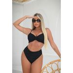 Biquíni Rendado Hot Pant Top Faixa Preto