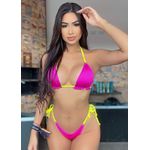 Biquíni Monalisa Cortininha Pink e Amarelo Neon