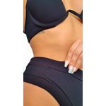 Biquíni Montenegro Comfort Preto Canelado Cintura Alta