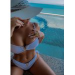 Biquíni Mônaco Santorini Branco Canelado Top Faixa Asa Delta