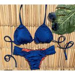 Biquíni Sunset Ripple Dupla Face Azul e Terracota