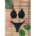 Biquíni Tunísia Cortininha Preto e Rosa