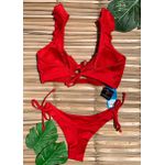 Biquíni Riviera Veneza Vermelho Com Babados e Lacinho