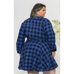 Vestido Chemisier Xadrez Preto com Azul