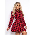 Vestido Chemisier Xadrez Vermelho e Preto