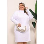 Vestido de Moletom Com Punho Duplo Bordado Branco