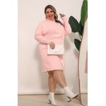 Vestido de Moletom Com Punho Duplo BordadoCom Pérolas Rosa Bebe