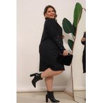 Vestido de Moletom Com Punho Duplo Bordado Preto