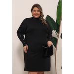 Vestido de Moletom Com Punho Duplo Bordado Preto