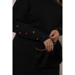 Vestido de Moletom Com Punho Duplo Bordado Preto