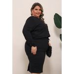 Conjunto de Saia Midi e Cropped em Moletom - Preto