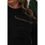 Conjunto de Saia Midi e Cropped em Moletom - Preto