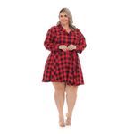 Vestido Chemisier Xadrez Vermelho e Preto