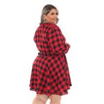 Vestido Chemisier Xadrez Vermelho e Preto