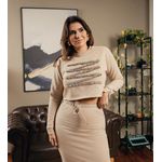 Conjunto de Saia Midi e Cropped em Moletom - Nude