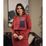 Conjunto de Saia Midi e Cropped em Moletom - Bordô