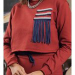 Conjunto de Saia Midi e Cropped em Moletom - Bordô
