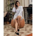 Vestido de Moletom Com Punho Duplo Bordado Branco