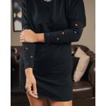 Vestido de Moletom Com Punho Duplo Bordado Preto